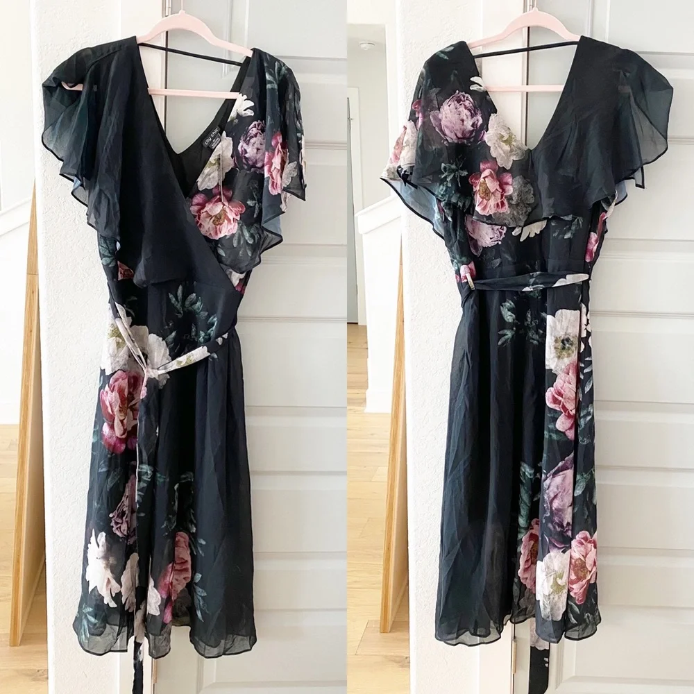 NWT City Chic Demask Floral Midi Wrap Dress - Picture 2 of 4
